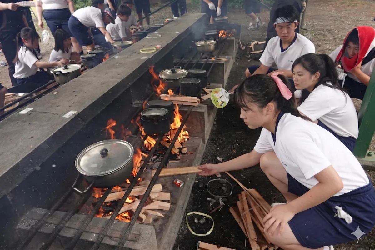 夏期研修での飯盒炊さん
