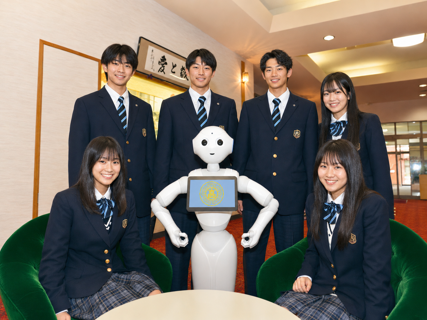 Pepperロボットと千葉学芸高等学校の生徒